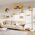 16-in-1 Cat Wall Shelves, Wall Mounted Cats Furniture Set w/Plush Fabric by Homiflex