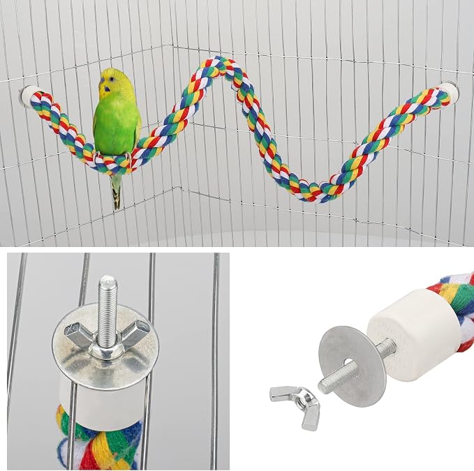 Bird Rope Perches for Parrots, Cockatiels, Budgie Cages Comfy Birds Colorful - Image 7