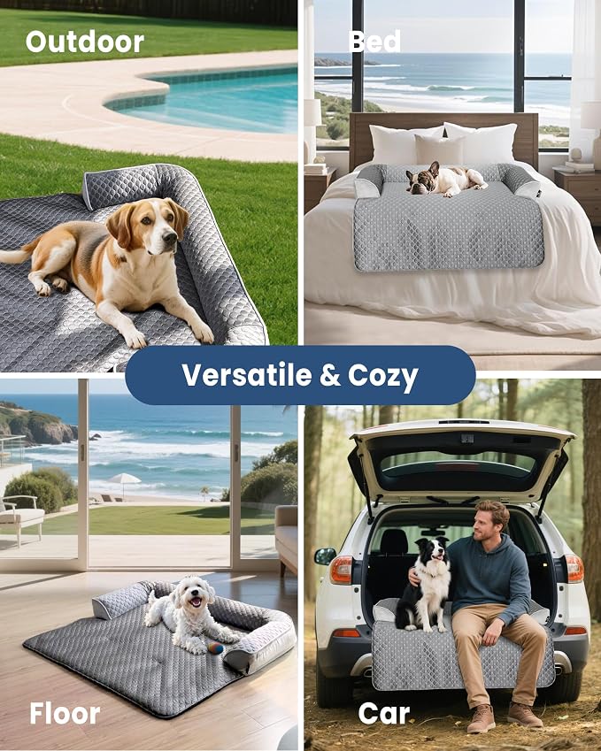 Large Cooling Dog Bed – 41 x 37 inch Waterproof Couch Cover - Image 7
