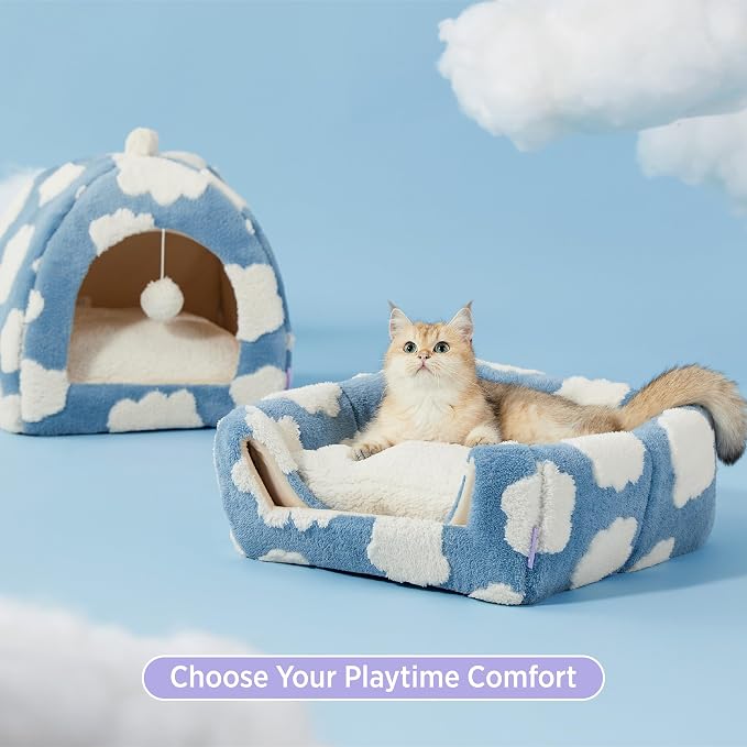 Lesure Cute Cat Beds for Indoor Cats - 2 in 1 Cat Cave Bed for Kittens and - Image 3