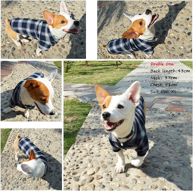 Koneseve Dog Shirt Pet Plaid Clothes T-Shirt Sweater Breathable - Image 6