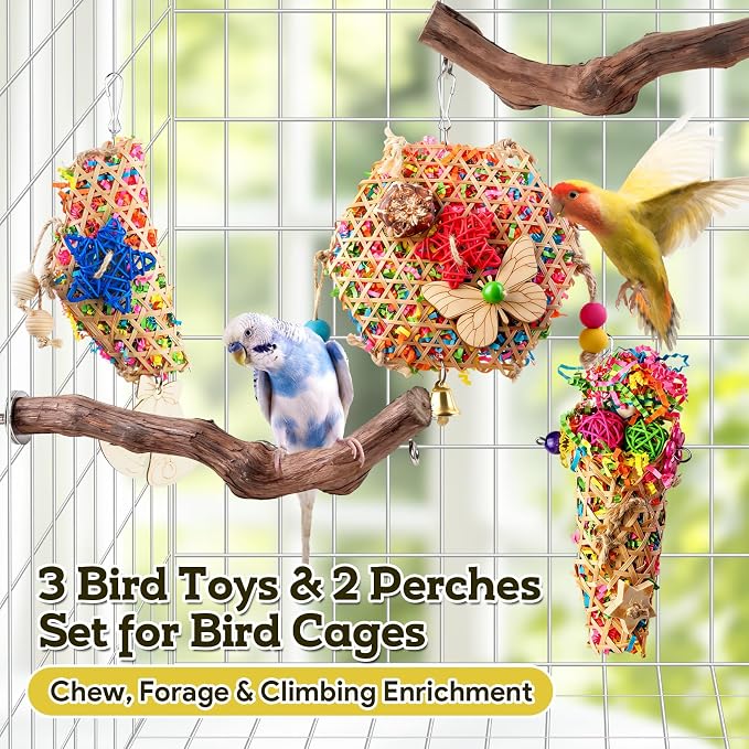 Bird Toys, Parakeet Foraging Toys, Hanging Chewing Toys - Image 2