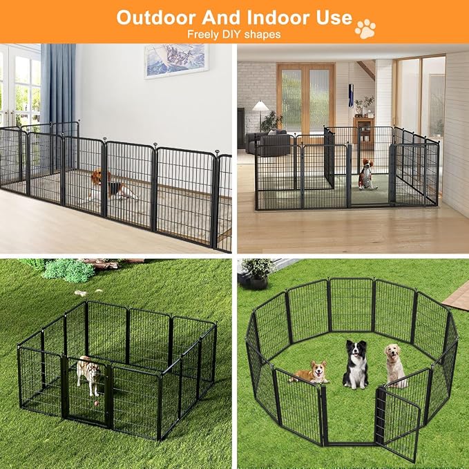 Dog Fence Indoor Pens Outside, Portable Outdoor Dog Playpen 40" H 10 Panels Pet - Image 3