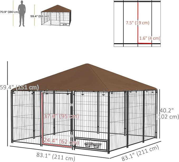 PawHut Outside Dog Kennel, Garden Playpen Fence Crate Enclosure Cage Rotating - Image 7