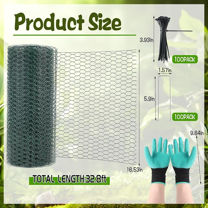 CIEOVO 32.8ft × 15.74 inches Wire Plant Protector from Animals, Metal Mesh - Image 2