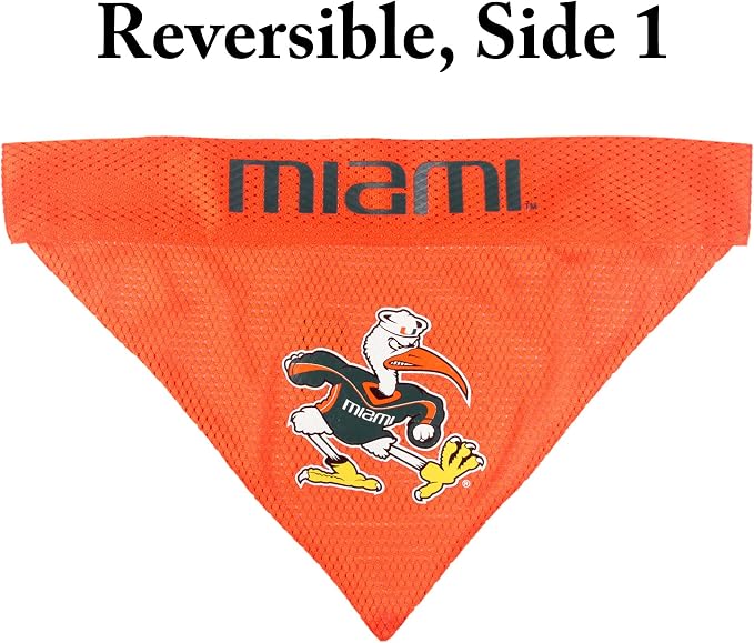Pets First Collegiate Pet Accessories, Reversible Bandana, Miami Hurricanes - Image 3