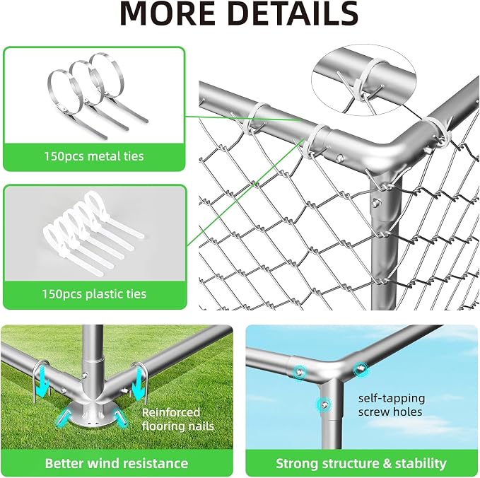 7.8'x7.8' Large Outdoor Dog Kennel, Heavy Duty Dog Enclosure - Image 5