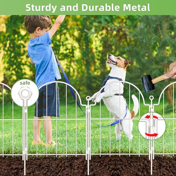 30 Pack White Decorative Garden Fence, 17in x33ft Garden Fencing Animal Barrier - Image 4