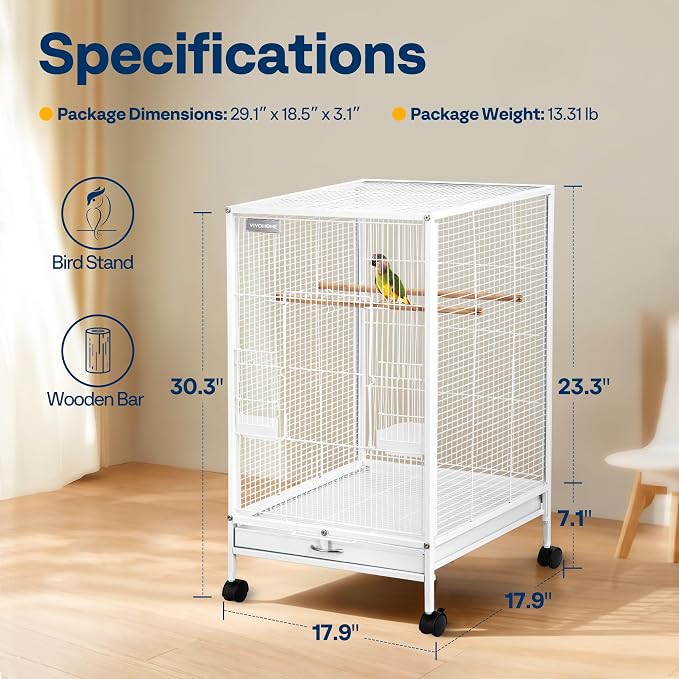 VIVOHOME 30 Inch Height Wrought Iron Bird Cage - Image 7