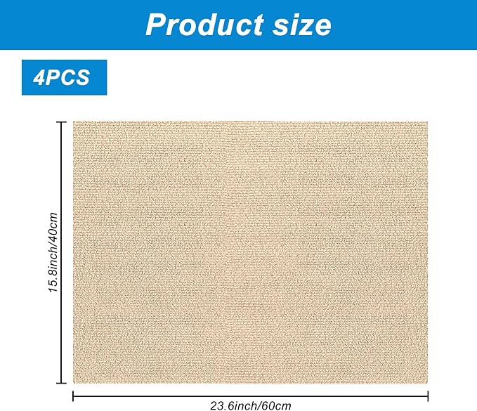 4 Pack Cat Scratch Mats 24”x16”, Self-Adhesive Trimmable Cat Scratching Post - Image 2
