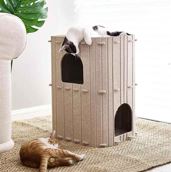 FUKUMARU Cat House for Indoor Cats, 23.62 Inch Large Cat Bed Cave Condo - Image 9
