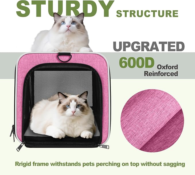 Cat Carrier 18x11x11 Delta Airline Approved, Easy Load Soft Pet Plane Travel - Image 4