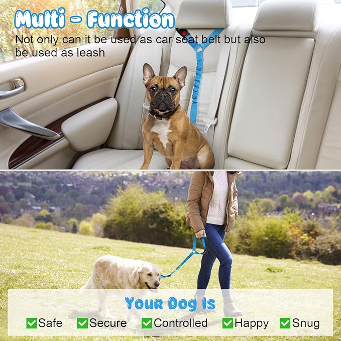 BWOGUE Pet Dog Cat Seat Belts, Car Headrest Restraint Adjustable Safety Leads - Image 6
