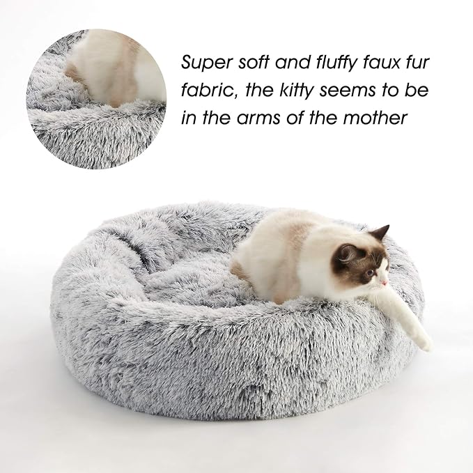 WESTERN HOME WH Calming Soft Round Dog & Cat Bed, Anti-Anxiety Donut Cuddler - Image 2