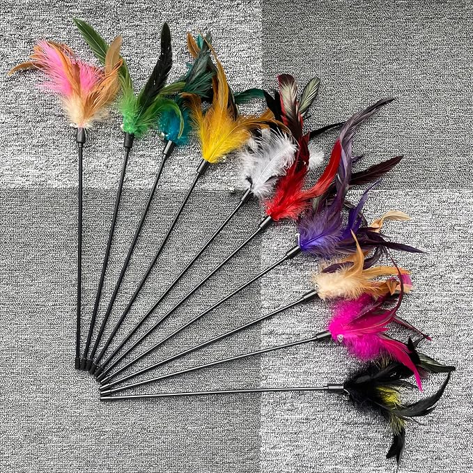 10-Pack Cat Feather Wand Toys - Image 3