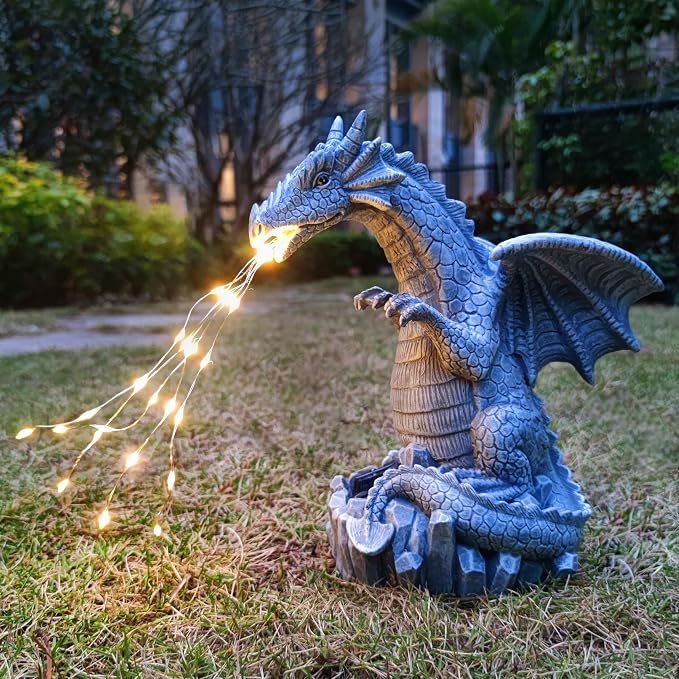 Dragon Solar Garden Statues Outdoor Decoration by Yardancer