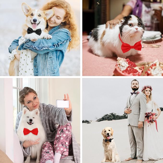 Black and Red Bow Tie for Dogs, KOOLMOX Red and Black Dog Bow - Image 7