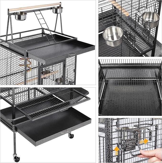Yaheetech 68-inch Rolling Play Top Large Parrot Bird Cage - Image 4