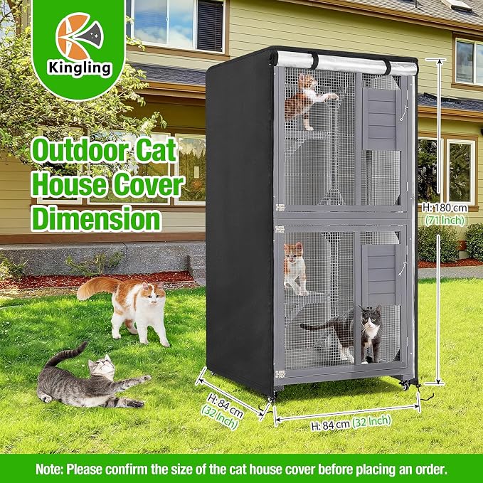 Kingling Outdoor Cat House Cover, Waterproof and Dustproof Protection Cover - Image 2