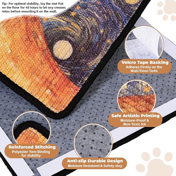Sisal Cat Scratcher Mat, Cat Wall Scratcher - Image 3