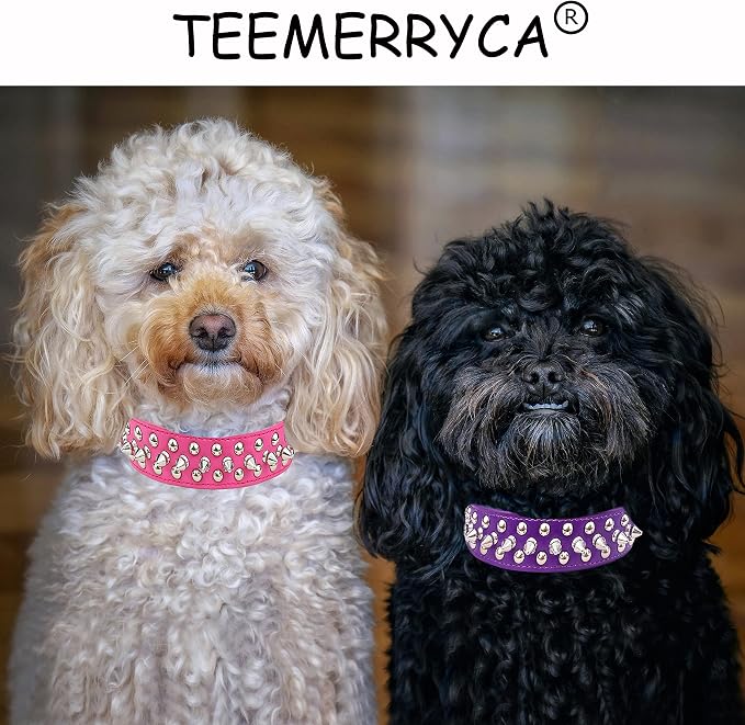 TEEMERRYCA Adjustable PU Leather Spiked Studded Dog Collars - Image 2