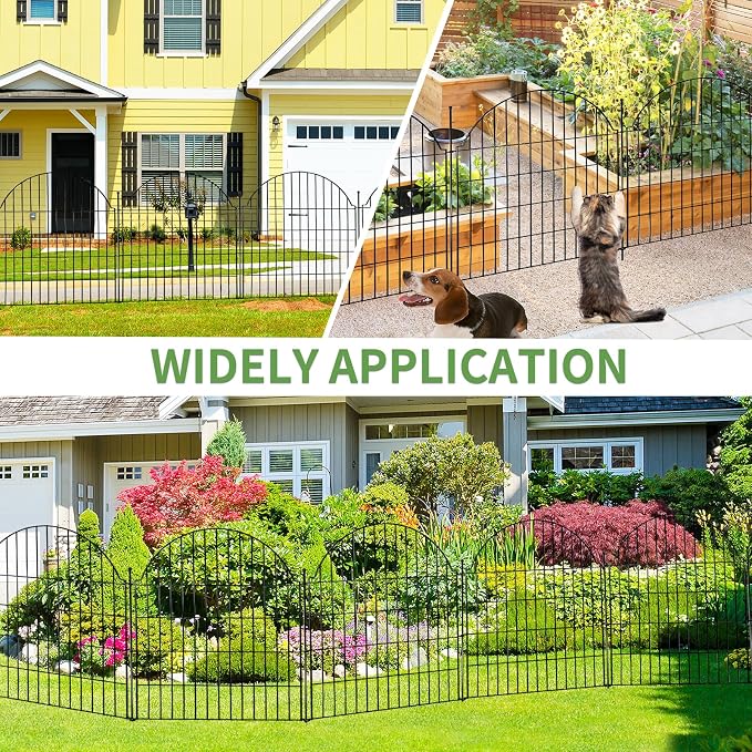 10 Panels No Dig Decorative Garden Fence, 32in x 23.6ft Outdoor Animal Barrier - Image 4