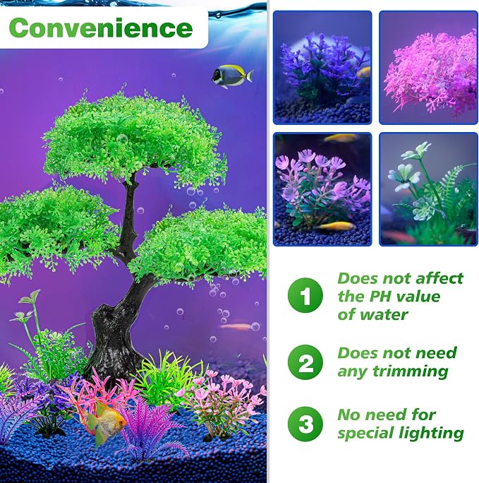 Ameliade Aquarium Artificial Plastic Plants Decoration, Aquarium Tree Decor Set - Image 6