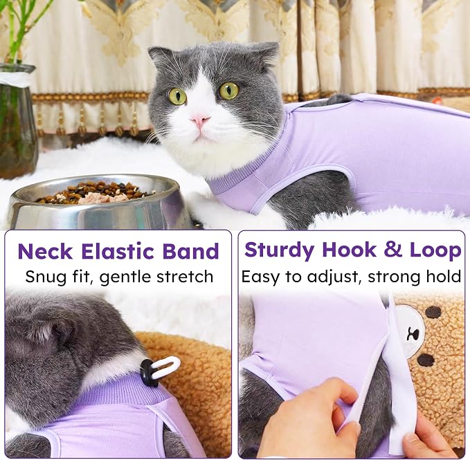 Cat Recovery Suit for Spay Abdominal Wound, Breathable Kitten Onesie for Cats - Image 3