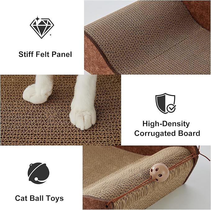 2 Pack 26'' Cardboard Cat Scratcher Bed - Image 8