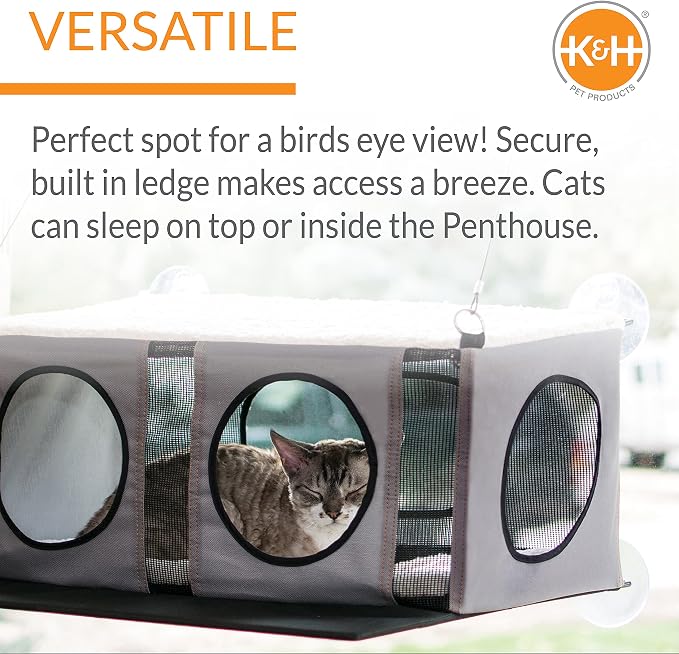 K&H Pet Products EZ Mount Cat Window Perch Penthouse 2-level Tree, Sturdy - Image 2