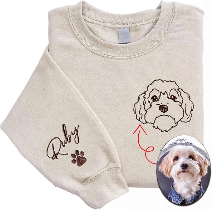 LOVELYPOD Custom Embroidered Dog Mom Sweatshirt by LOVELYPOD