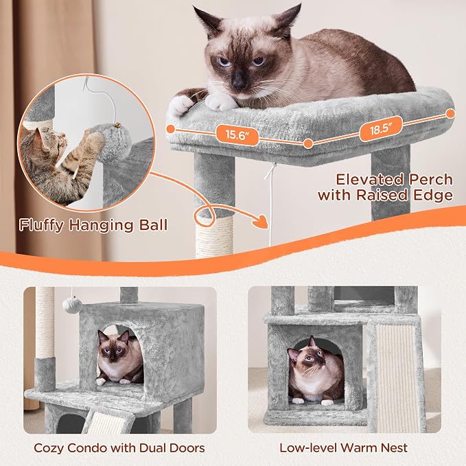 Yaheetech Cat Tree for Indoor Pets, 36in Tower Condo w/Extra Large Perch - Image 4