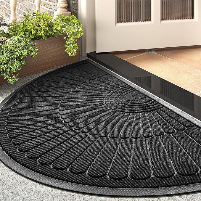 tchdio Door Mat Outdoor Indoor Entrance Doormat-Semicircular Durable Rubber Non by Tchdio