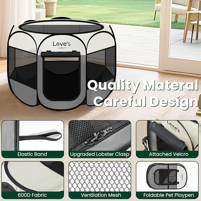Love's cabin Pet Puppy Dog Playpen, Medium Dog Tent Crates Cage Indoor/Outdoor - Image 5