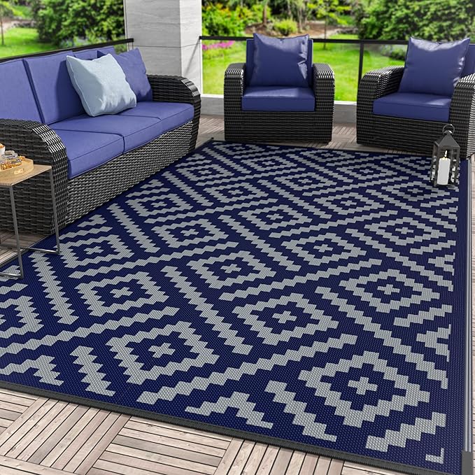 GENIMO Outdoor Rug for Patio Clearance, Reversible Plastic Straw Rugs for RV by GENIMO