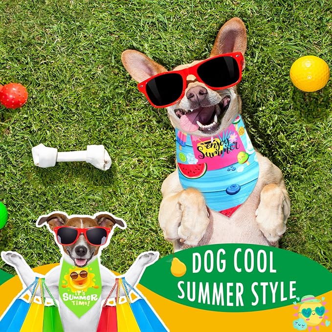 Frienda 20 Pcs Summer Spring Dog Bandanas Hawaiian Style Washable Triangle Pet - Image 5