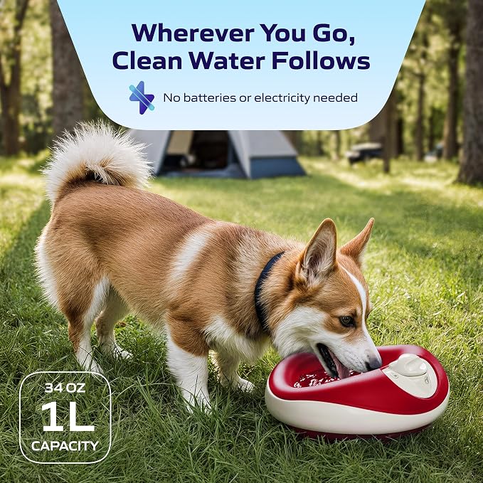 Filtered Portable Dog Water Dispenser, 1L / 34oz, Automatic Pet Water Dispenser - Image 4