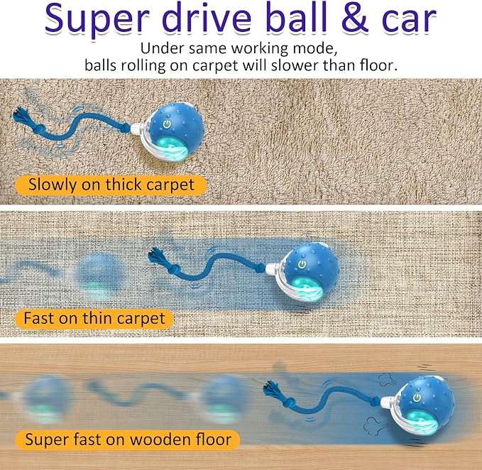 Interactive Cat Toys Ball for Indoor Cats Fast Rolling on Carpet, Chirping & - Image 2