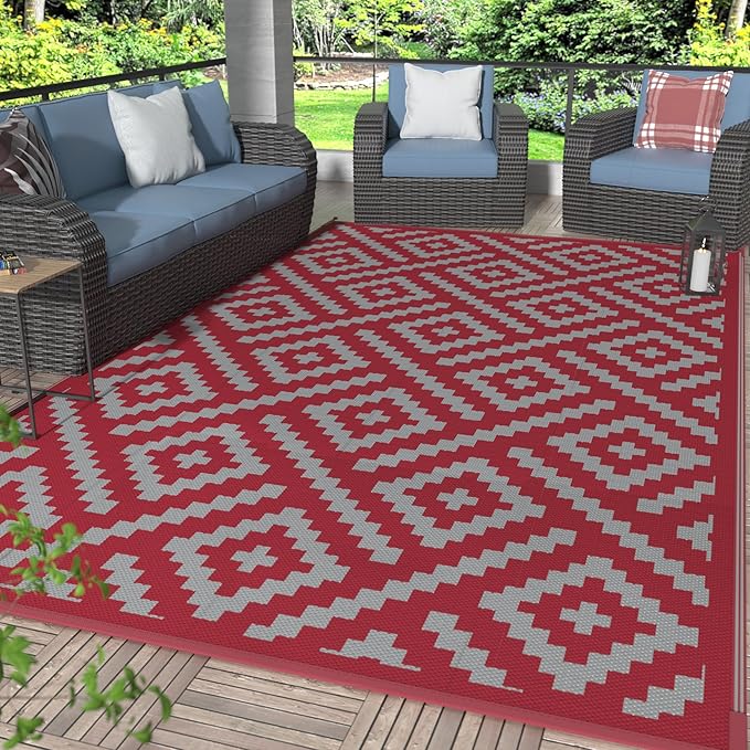 GENIMO Christmas Outdoor Rug for Patio Clearance, Lightweight Waterproof RV by GENIMO