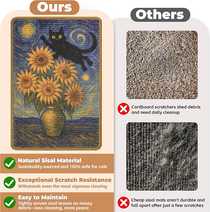 Sisal Cat Scratcher Mat, Cat Wall Scratcher - Image 4