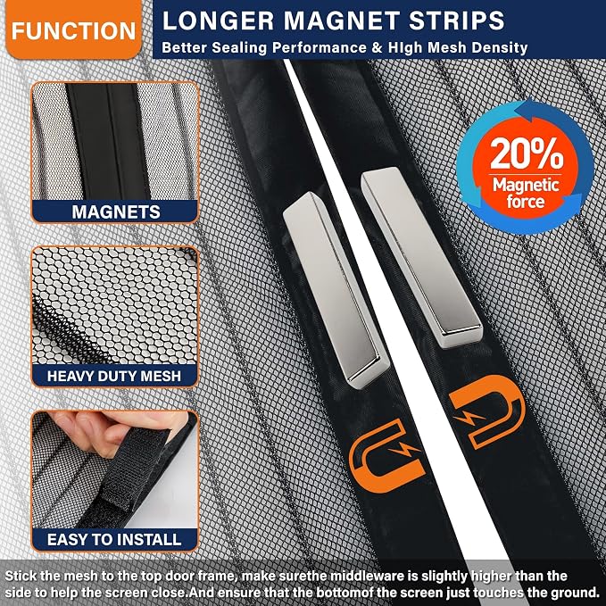 Magnetic Screen Door, Fit Door Size 32 x 96 Inches, Screen Doors - Image 3