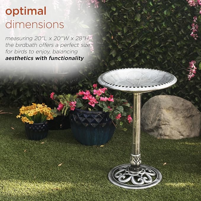 Alpine Corporation TEC116GR Outdoor Pedestal Birdbath w/Scrollwork Base and - Image 4