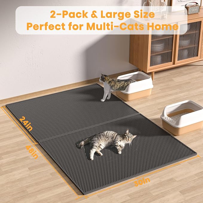 Pieviev 2 Packs Cat Litter Mat Double Layer Waterproof Urine Proof Trapping Mat - Image 6