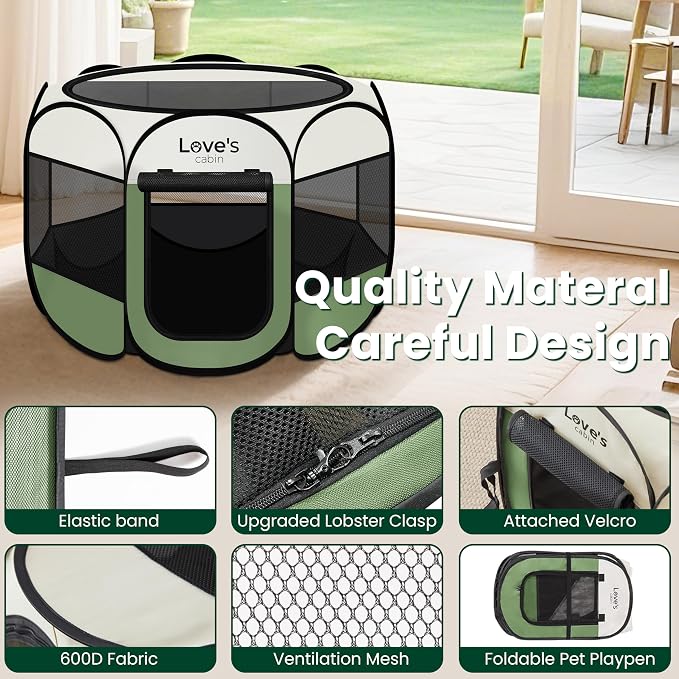 Love's cabin Pet Puppy Dog Playpen, Medium Dog Tent Crates Cage Indoor/Outdoor - Image 5