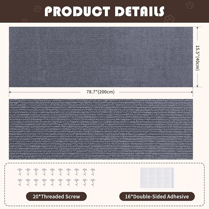 Cat Scratch Furniture Protector, Self-Adhesivet Scratch Mats Deterrent - Image 2