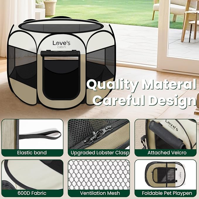 Love's cabin Pet Puppy Dog Playpen, Small Dog Tent Crates Cage Indoor/Outdoor - Image 5