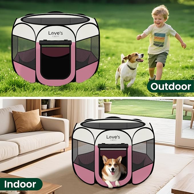 Love's cabin Pet Puppy Dog Playpen, Small Dog Tent Crates Cage Indoor/Outdoor - Image 6
