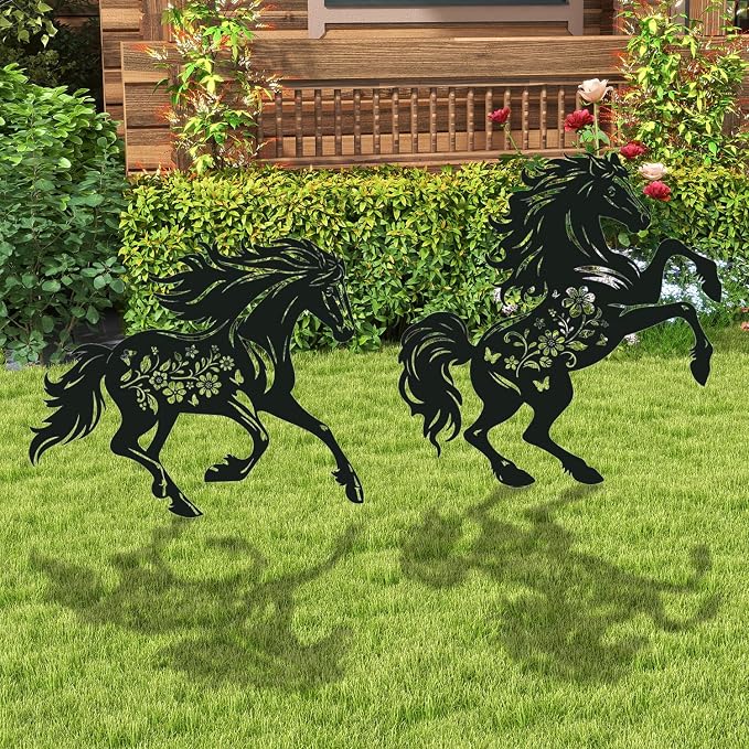 Horse Metal Garden Stakes Yard Decor, Lawn Ornaments Outdoor, Yard Art - Image 6