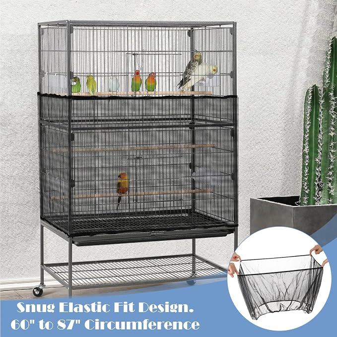 Bird Cage Cover 2 Pcs Universal Bird Cage Seed Catcher Parrot Nylon Mesh Net - Image 3