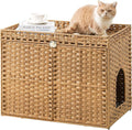 Cat Litter Box Enclosure Furniture, Handwoven Rattan Hidden Litter Box by SETVSON